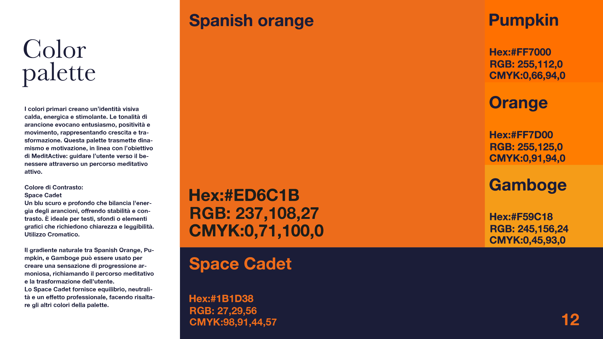 palette di colori del brand MeditActive